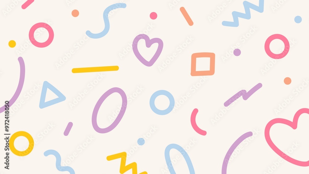 Colorful abstract pattern featuring playful shapes and lines on a soft background, ideal for design and artistic projects Colorful abstract pattern featuring playful shapes and lines on a soft background, ideal for design and artistic projects