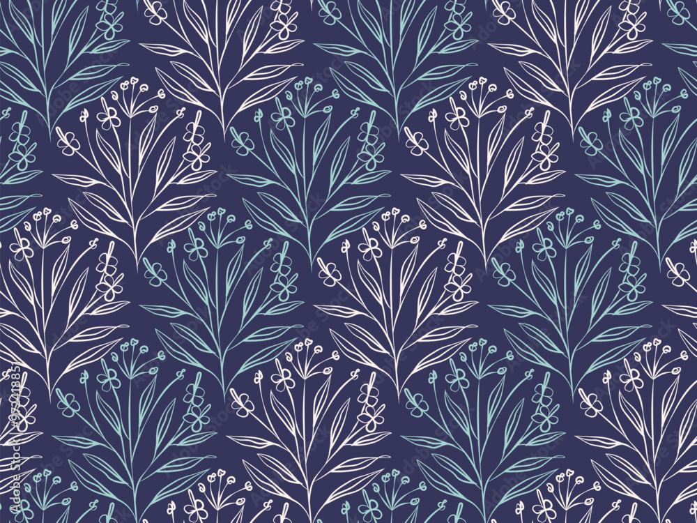 Line Art Flower Seamless Pattern Line Art Flower Seamless Pattern