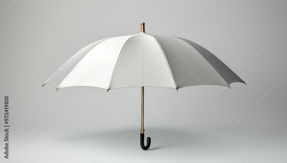 Open umbrella closeup isolated on white grey background. Front view of umbrella mockup in classic design. Rain protection. Rainy weather. Copy space. Blank template parasol. Autumn accessories. Banner Open umbrella closeup isolated on white grey background. Front view of umbrella mockup in classic design. Rain protection. Rainy weather. Copy space. Blank template parasol. Autumn accessories. Banner