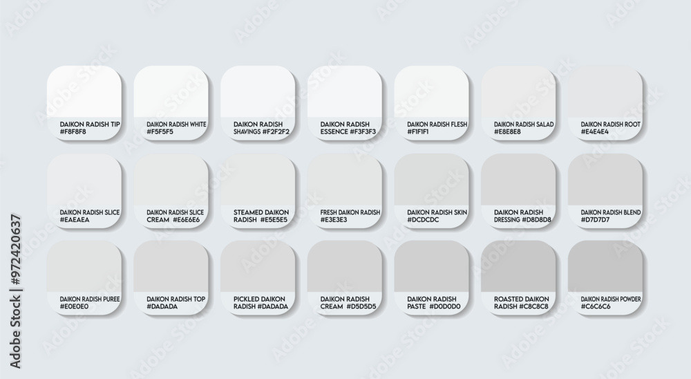 Vetor de Daikon Radish Color Palette, Daikon Radish Color Guide Palette ...