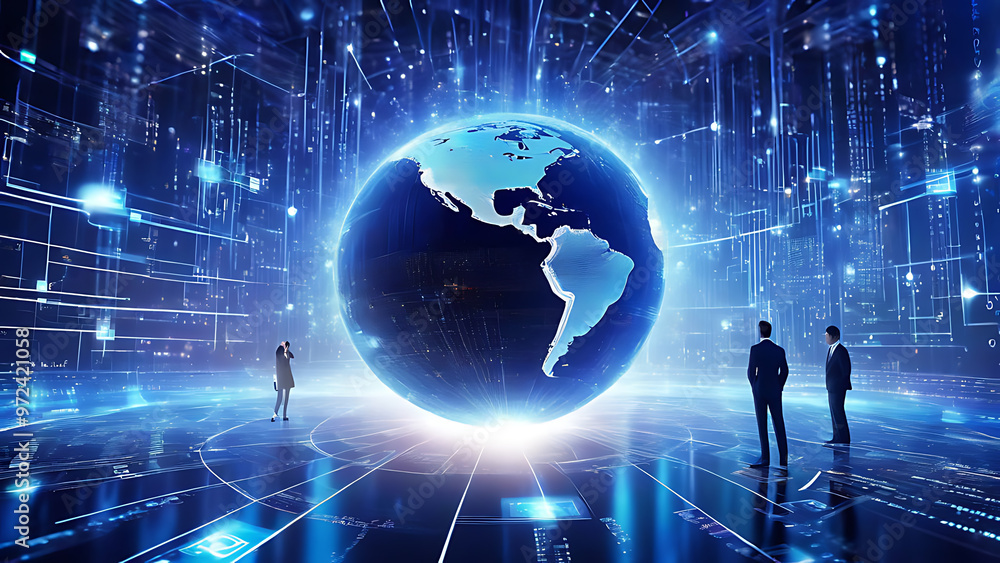 Fototapeta premium blue planet earth for communication network