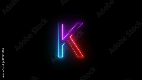 Neon Glowing Letter Illustration Background.