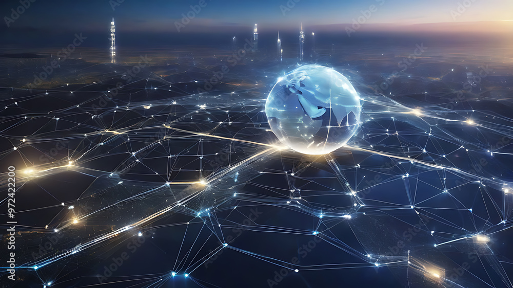 Obraz premium blue planet earth for communication network