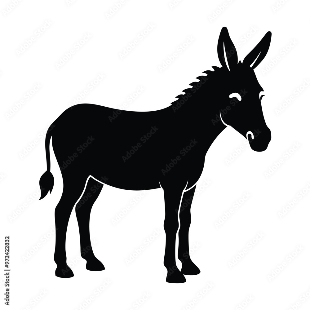 Donkey with grass silhouette on white background. Donkey icon sign illustration design. Donkey with grass silhouette on white background. Donkey icon sign illustration design.