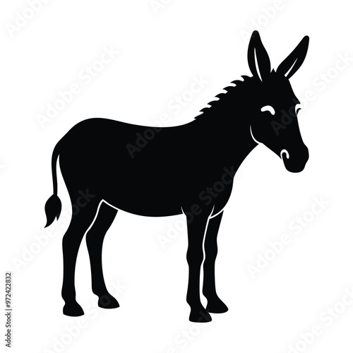 Donkey with grass silhouette on white background. Donkey icon sign illustration design.