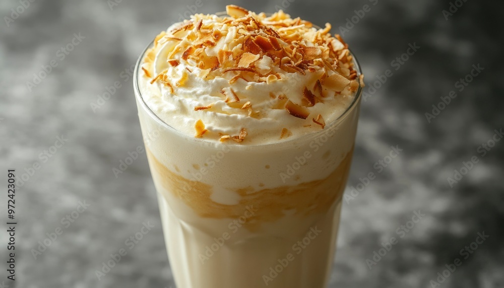Coconut Cream Milkshake with Toasted Coconut Flakes Coconut Cream Milkshake with Toasted Coconut Flakes
