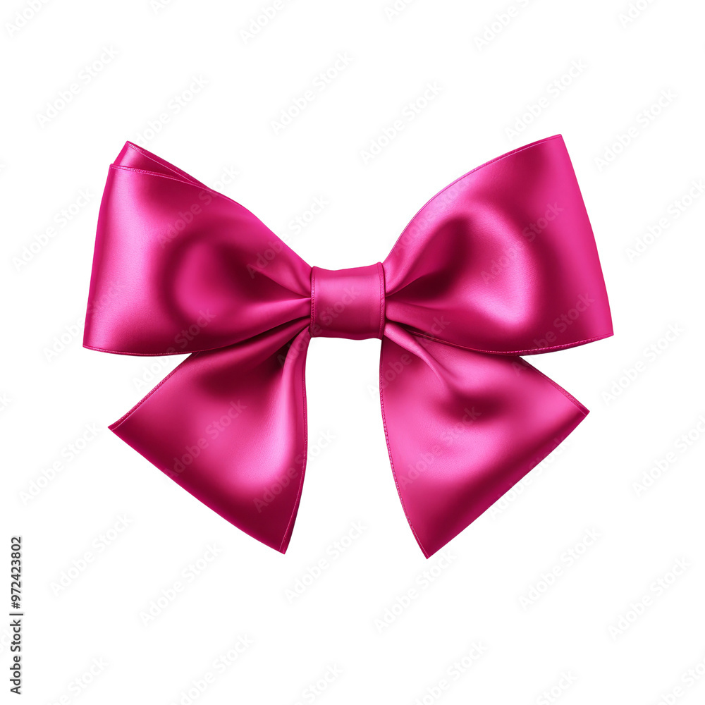 Bright Pink Satin Bow with Elegant Loops and Pleats Design. Bright Pink Satin Bow with Elegant Loops and Pleats Design.