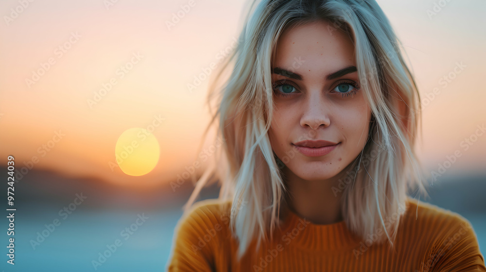 Young Caucasian Woman Sitting Roof Terrace Young Caucasian Woman Sitting Roof Terrace