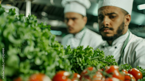 Young Chef Uniform Choosing Fresh Vegetables