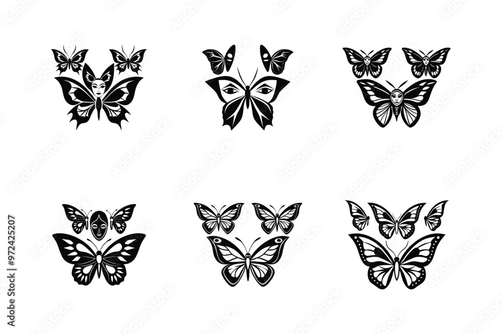 set of black and white flowers set of black and white flowers