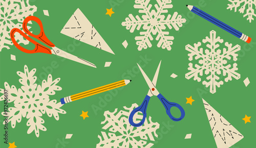 Paper snowflake cutting concept