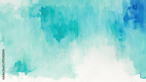 Green and Blue Watercolor blot painting texture abstract background