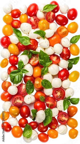Wallpaper Mural A collection of fresh tomatoes and mozzarella arranged neatly on a white surface Torontodigital.ca