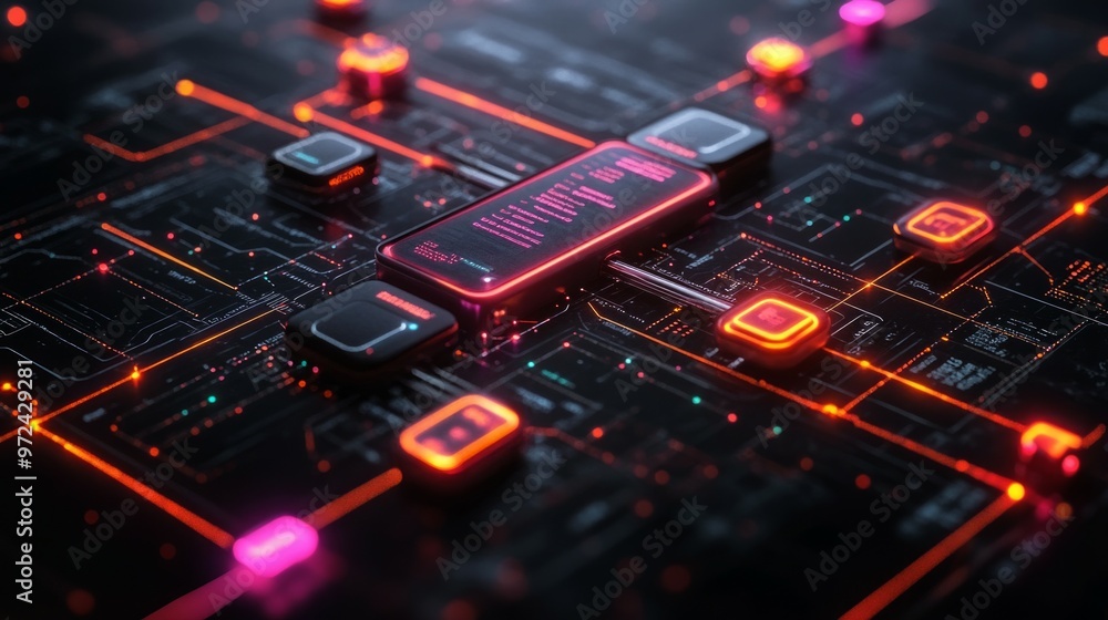 Work process and flowchart Managing tech organization. Businessman show business processes, management, systems on virtual screen with workflow automation diagram. Work process and flowchart Managing tech organization. Businessman show business processes, management, systems on virtual screen with workflow automation diagram.