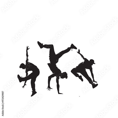 Parkour silhouette. Parkour vector design. Parkour jumping vector illustration.