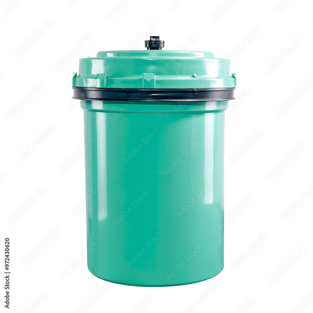 Sealed Green Plastic Container with Lid for Storage and Transport. Sealed Green Plastic Container with Lid for Storage and Transport.