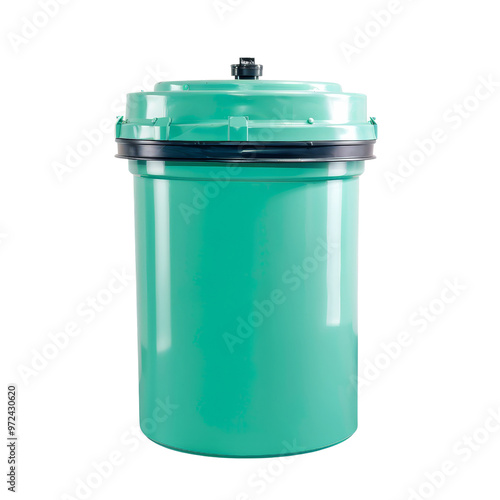 Sealed Green Plastic Container with Lid for Storage and Transport.