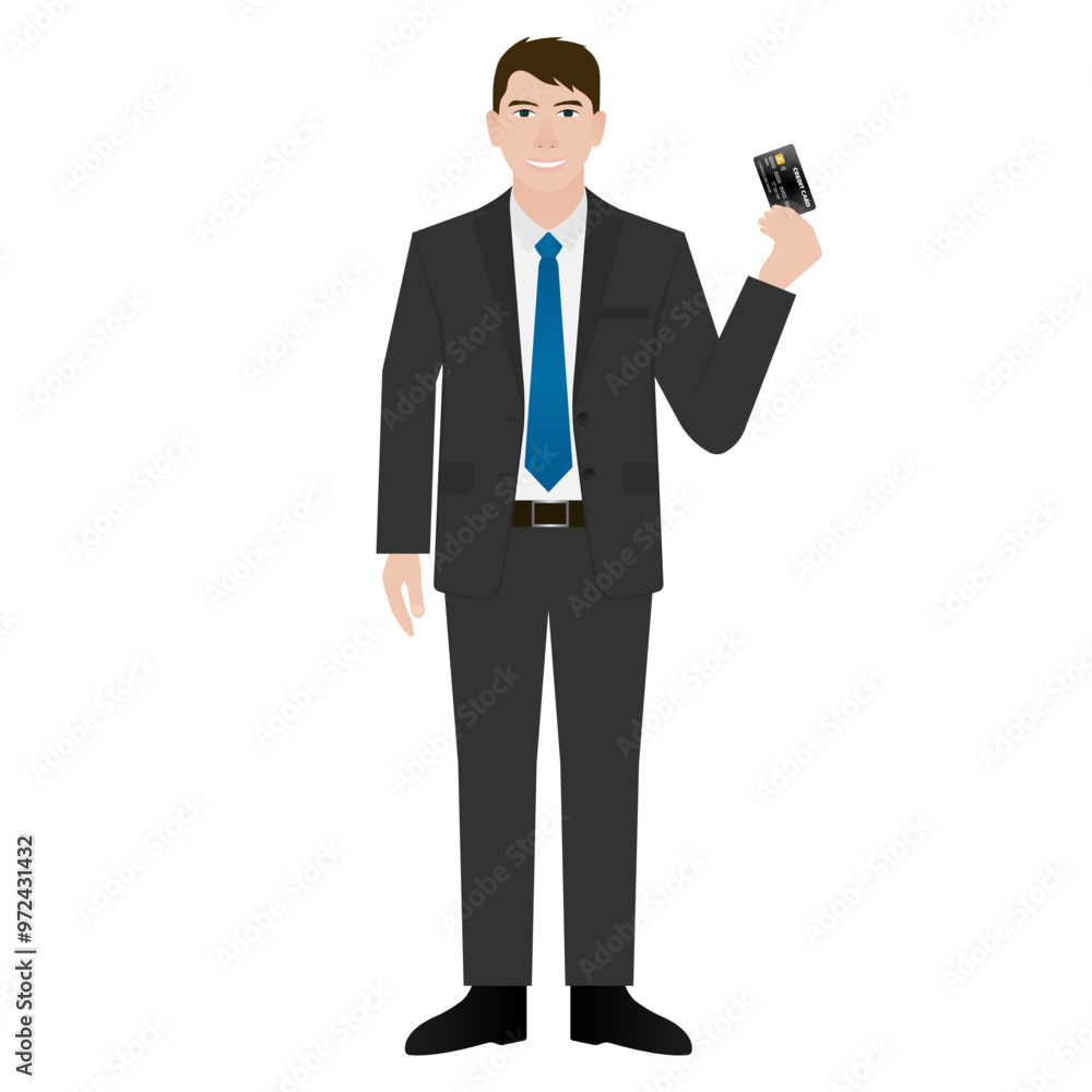 Businessman Holding Credit Card. Vector Illustration. Businessman Holding Credit Card. Vector Illustration.