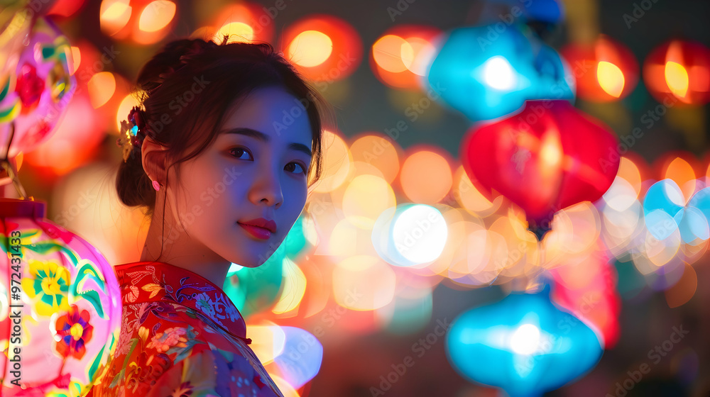Young Chinese Model Lantern Festival Young Chinese Model Lantern Festival