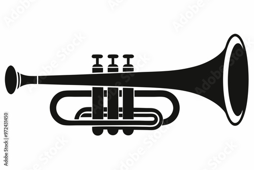 Trumpet silhouette vector, music instrument silhouette, Trumpet icon symbol vector illustration
