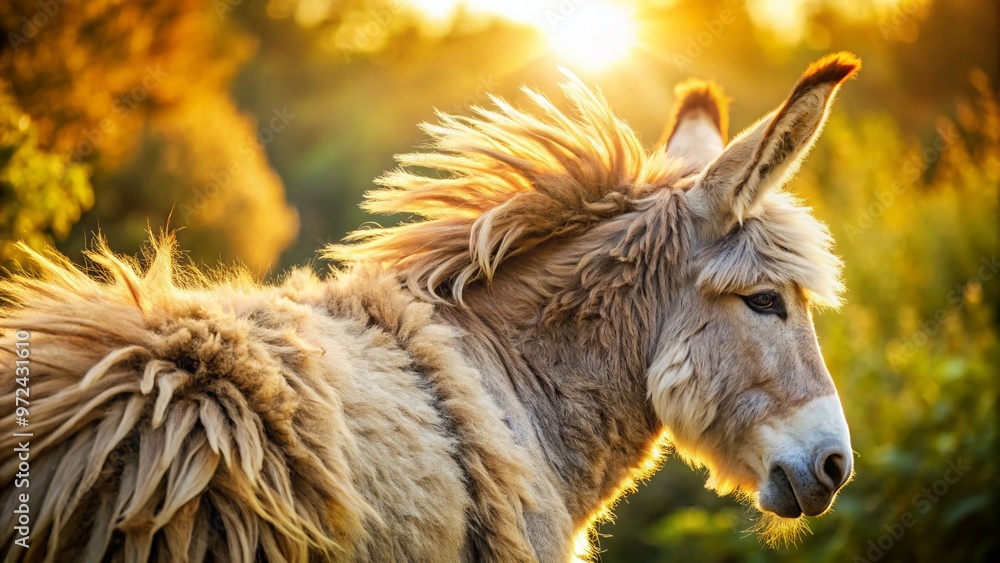 A rustic, furry donkey's tail swishes playfully, showcasing its soft, fluffy texture and gentle movement, set against a A rustic, furry donkey's tail swishes playfully, showcasing its soft, fluffy texture and gentle movement, set against a