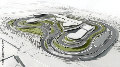 A drawing of the Jeddah race track, designed for car racing. photo