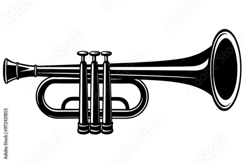 Trumpet silhouette vector, music instrument silhouette, Trumpet icon symbol vector illustration

