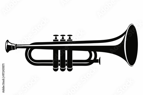 Trumpet silhouette vector, music instrument silhouette, Trumpet icon symbol vector illustration
