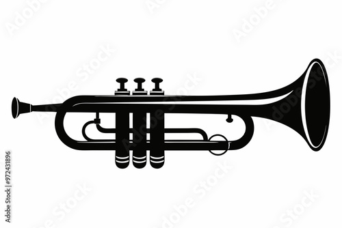 Trumpet silhouette vector, music instrument silhouette, Trumpet icon symbol vector illustration
