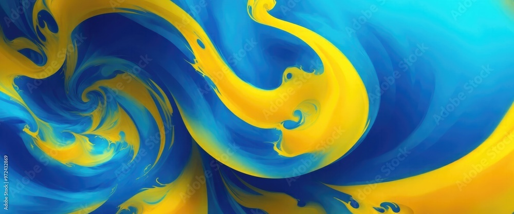 Yellow and Blue Swirling Flames Abstract Background Yellow and Blue Swirling Flames Abstract Background