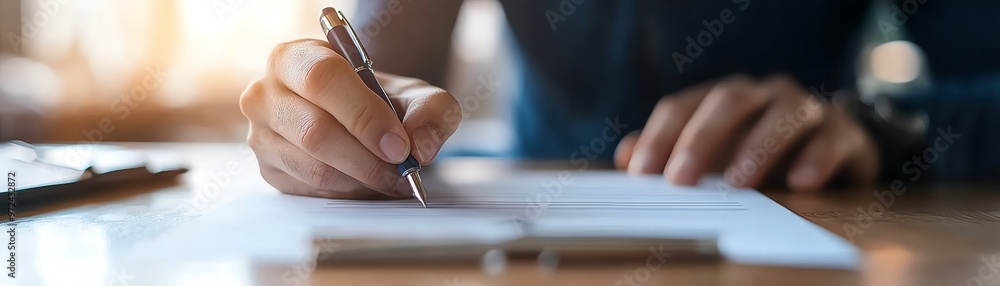 Close-up of a person writing on paper with a pen, focusing on hand and fingers in a well-lit workspace, illustrating productivity and creativity. Close-up of a person writing on paper with a pen, focusing on hand and fingers in a well-lit workspace, illustrating productivity and creativity.