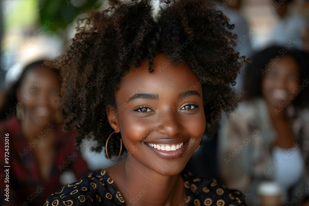 The beautiful African group is smiling and looking confidently at the panel during a job interview and recruitment meeting. The beautiful African group is smiling and looking confidently at the panel during a job interview and recruitment meeting.