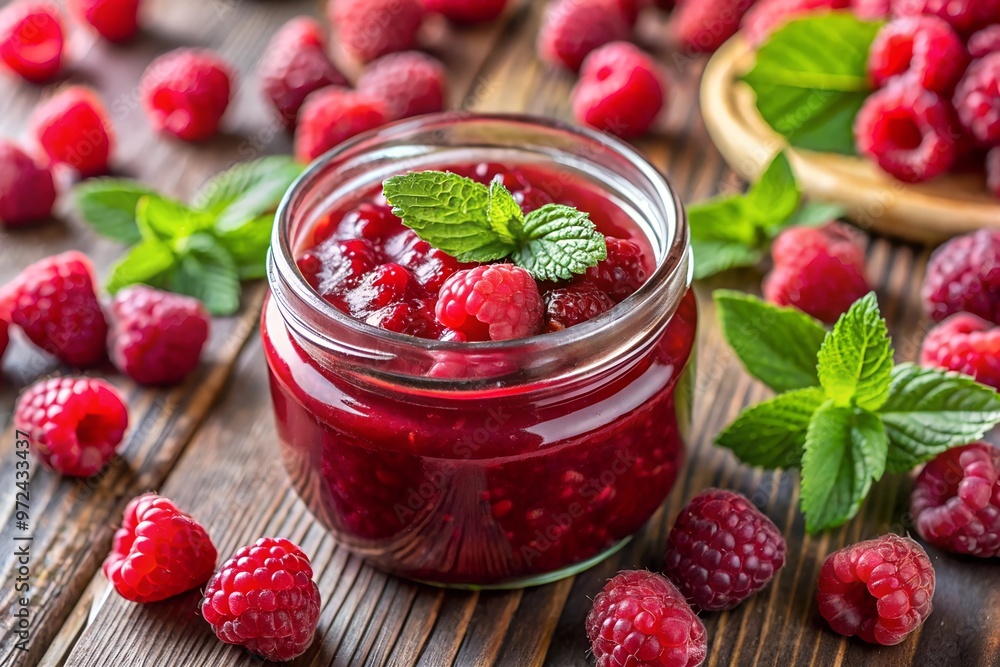 Natural raspberry marmalade made with fresh raspberries Natural raspberry marmalade made with fresh raspberries