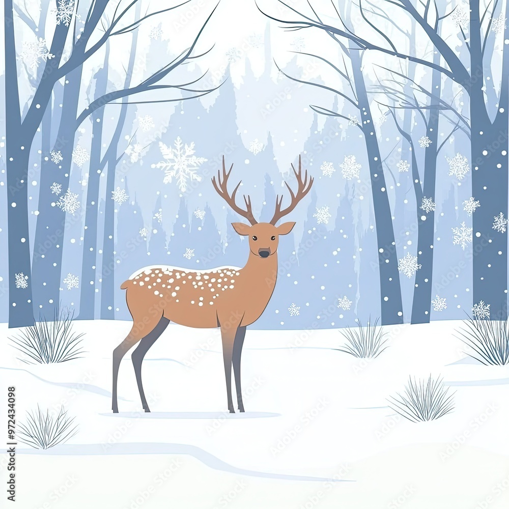 Snowy Forest Deer Nature Winter Wonderland Snowy Forest Deer Nature Winter Wonderland