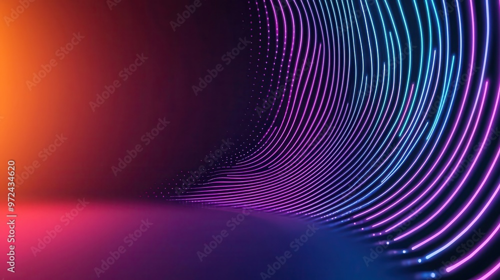 Closeup of a curved LED matrix panel with flowing neon light streaks, capturing a sense of movement and futuristic design Closeup of a curved LED matrix panel with flowing neon light streaks, capturing a sense of movement and futuristic design