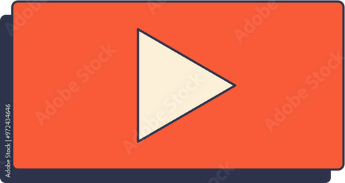 Red play button icon symbolizing video play, media start, or online streaming.