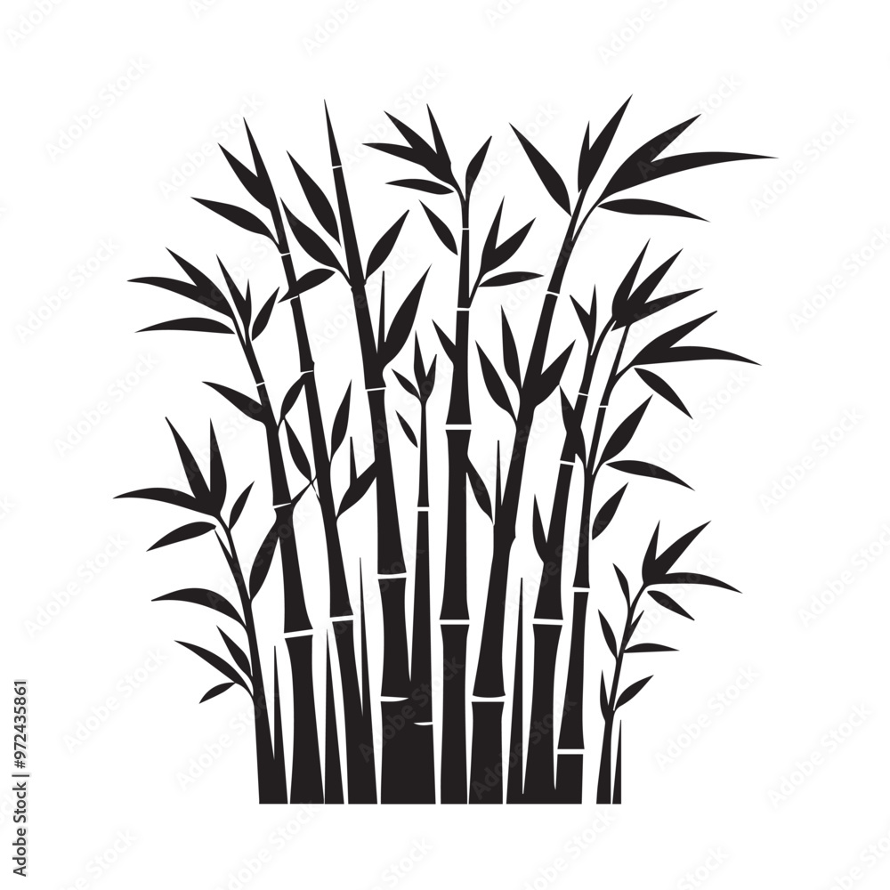 Fototapeta premium Bamboo silhouette black on white background. Bamboo vector design.