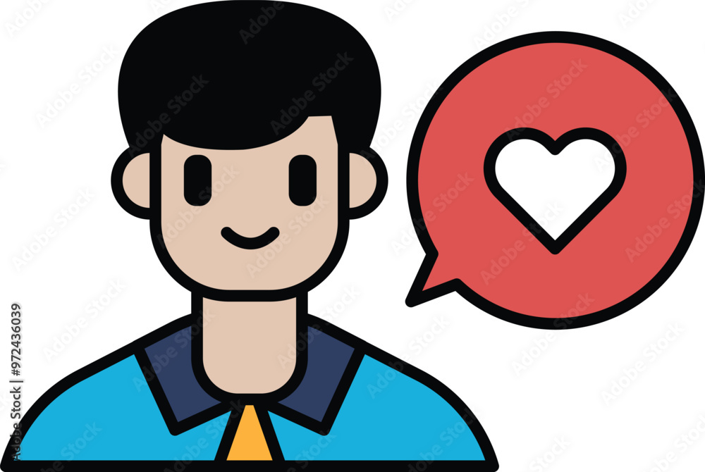 A man with a smile on his face is talking to a heart A man with a smile on his face is talking to a heart