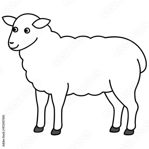 Sheep Silhouette Outline Vector.