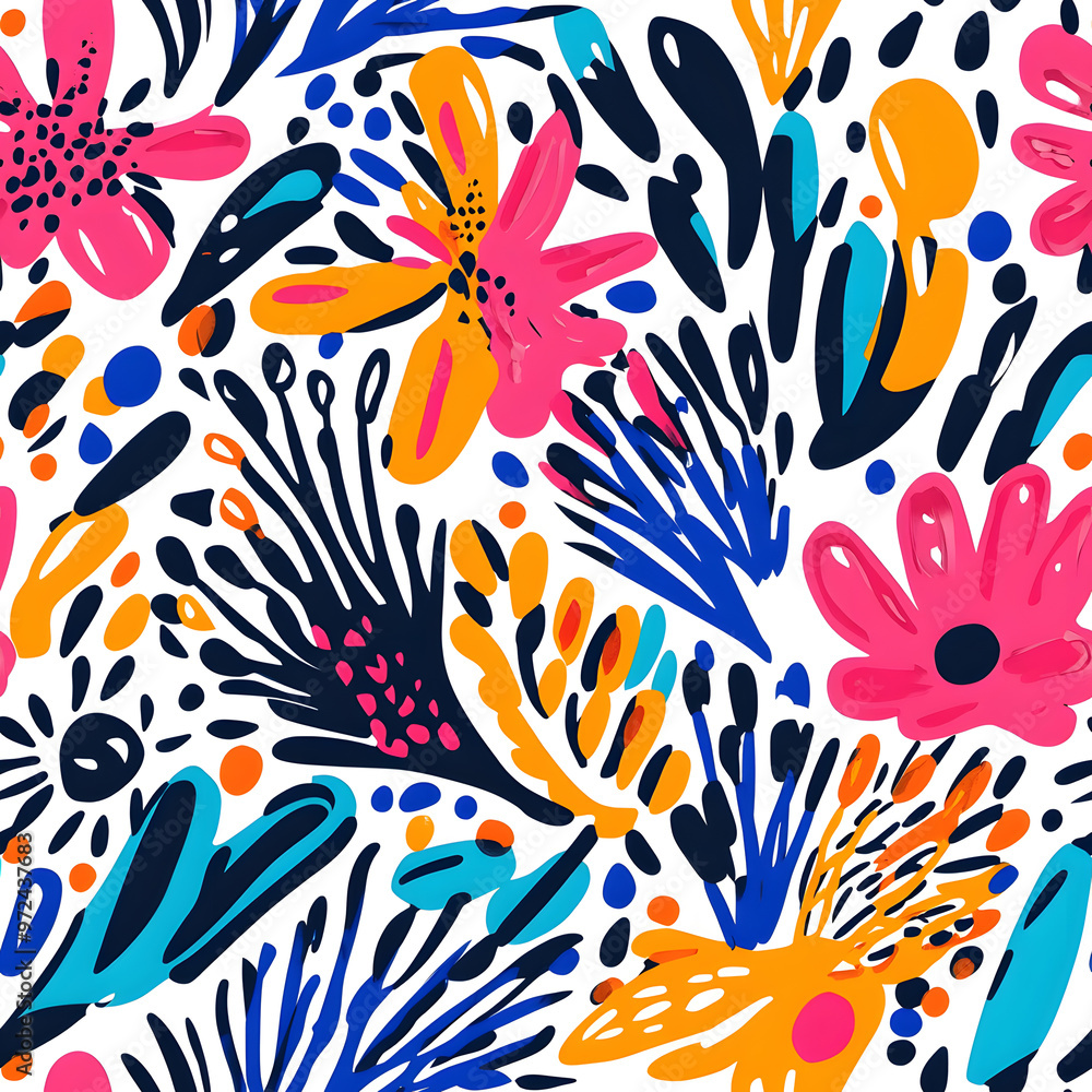 floral and leaf seamless patterns in doodle-style tile designs with graphic format. floral and leaf seamless patterns in doodle-style tile designs with graphic format.