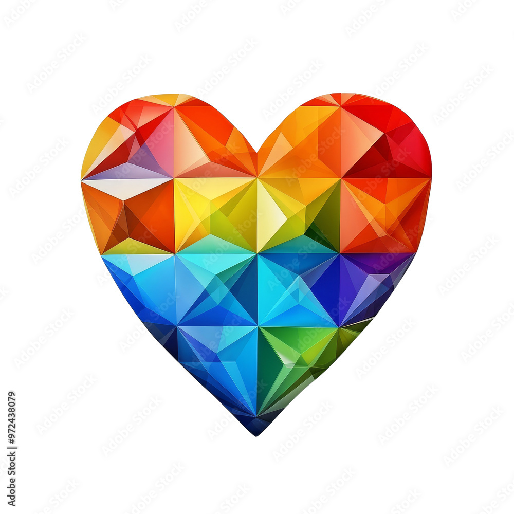 Colorful Geometric Heart Shape in Rainbow Design. Colorful Geometric Heart Shape in Rainbow Design.