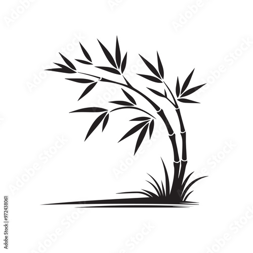 Bamboo silhouette black on white background. Bamboo vector design.
