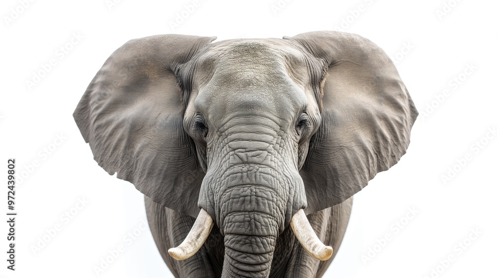 Obraz premium Elephant isolated on white background. Herbivorous mammal. Wildlife. Wild animal.
