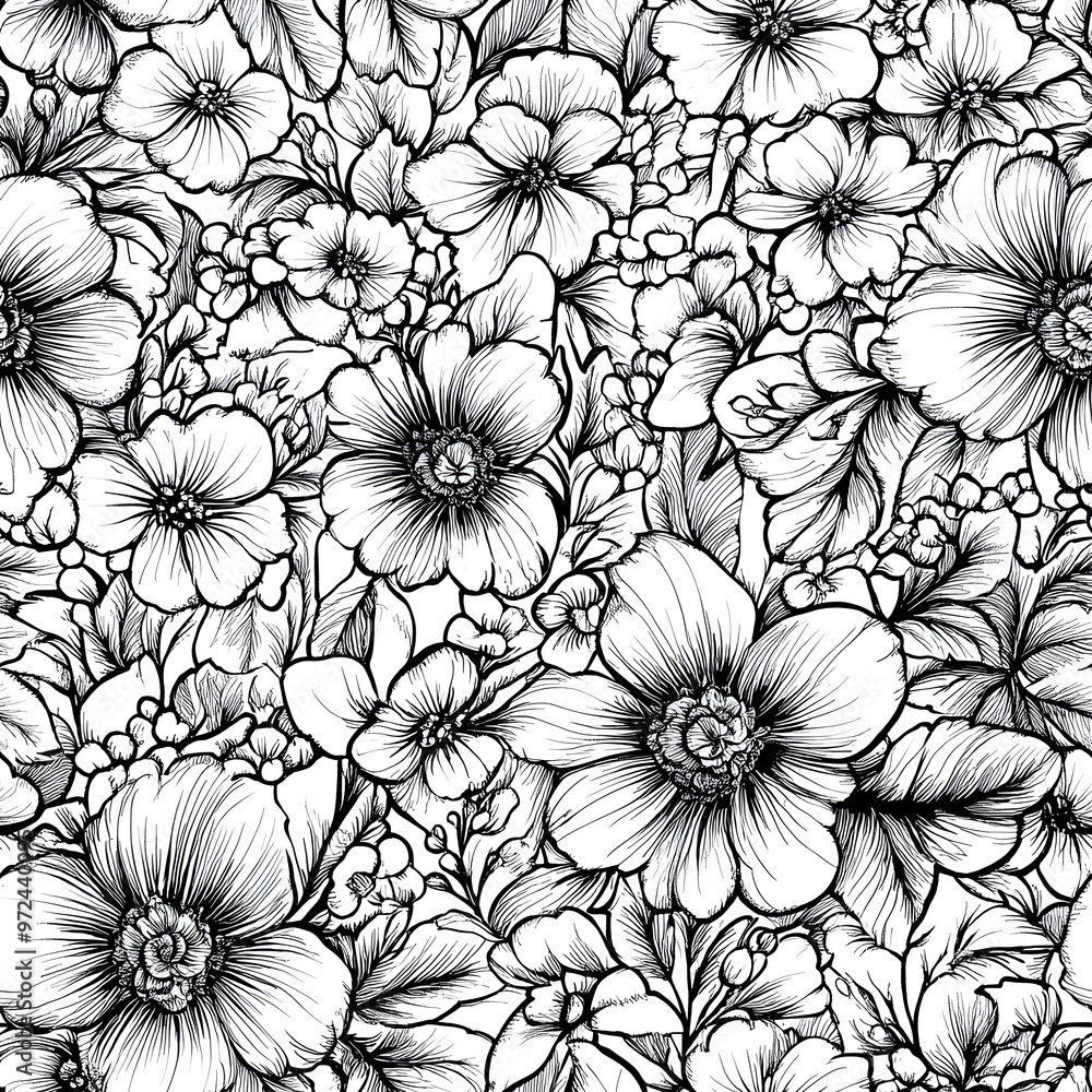 floral and leaf seamless patterns in doodle-style tile designs with graphic format. floral and leaf seamless patterns in doodle-style tile designs with graphic format.