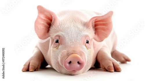 Pig isolated on white background. Herbivorous mammal. Domestic animal. Even-toed ungulate. Farming