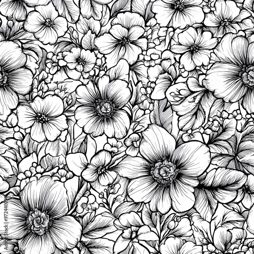 Wallpaper Mural floral and leaf seamless patterns in doodle-style tile designs with graphic format. Torontodigital.ca