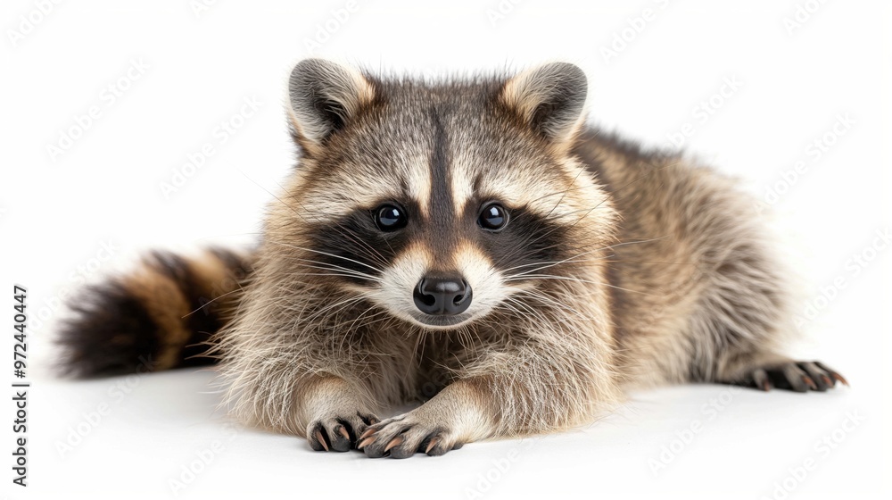 Raccoon isolated on white background. Wild mammal. Wild animal. Mammals. Raccoon isolated on white background. Wild mammal. Wild animal. Mammals.