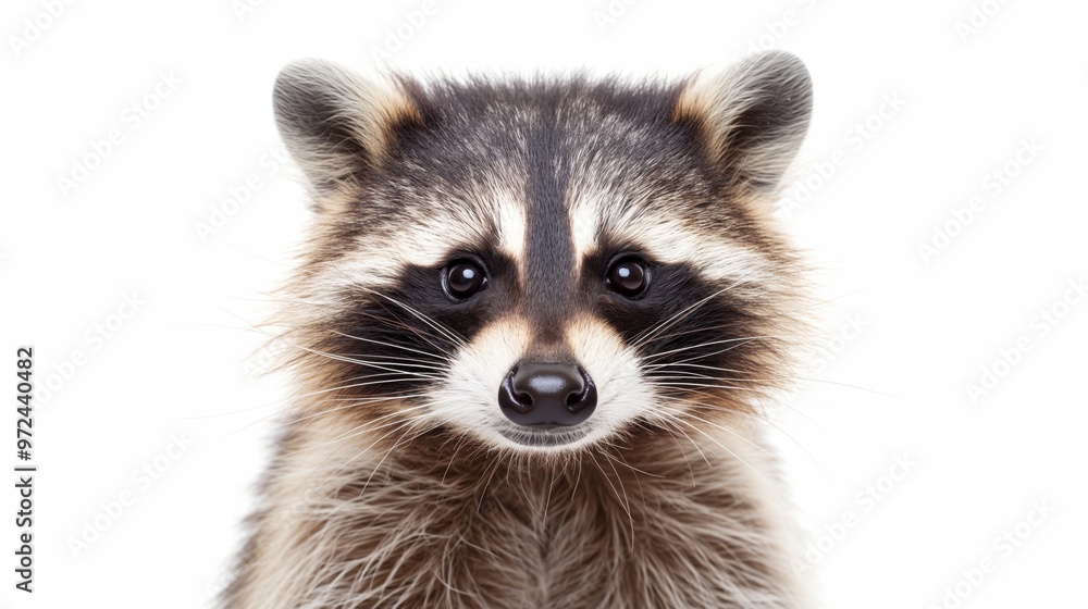 Raccoon isolated on white background. Wild mammal. Wild animal. Mammals. Raccoon isolated on white background. Wild mammal. Wild animal. Mammals.