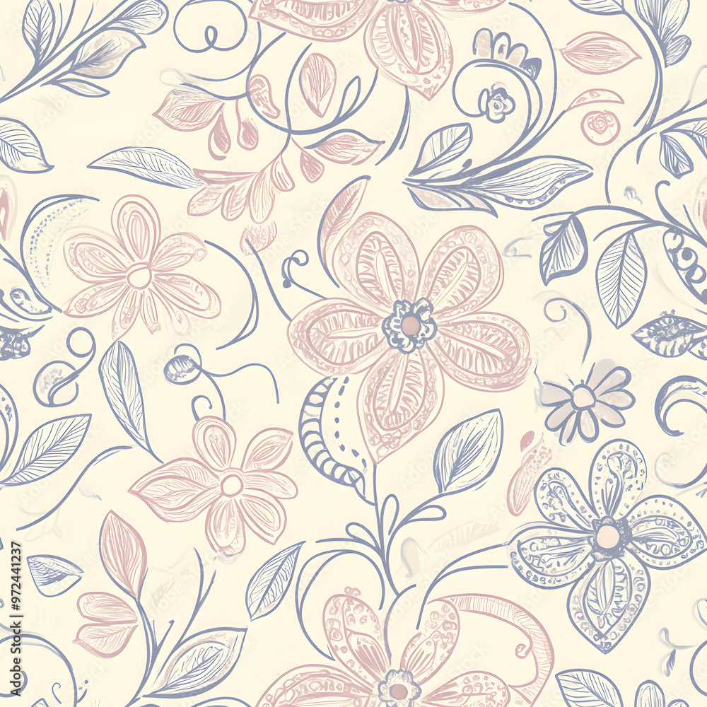 floral and leaf seamless patterns in doodle-style tile designs with graphic format. floral and leaf seamless patterns in doodle-style tile designs with graphic format.