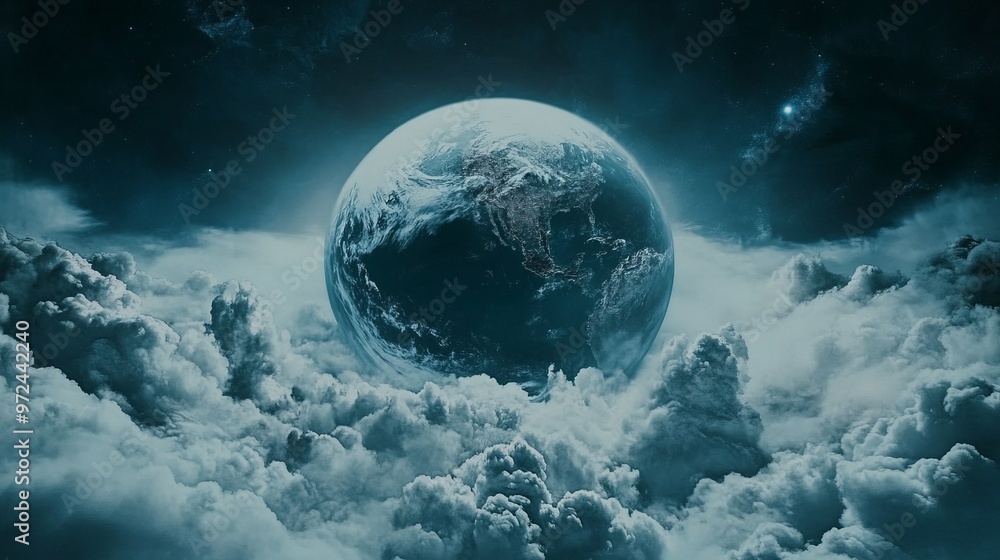 Cinematic shot of planet earth globe clouds and space background. Cinematic shot of planet earth globe clouds and space background.